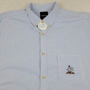 Barney Cools Shirt Mens Large Striped Button Up Lighthouse Pocket Casual